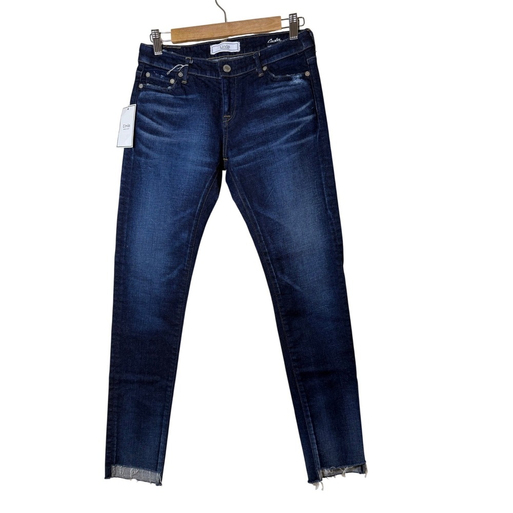 New Urvin‎ Women Jeans 26 Indigo Casta Raw Hem Whiskered Japanese Denim Sample